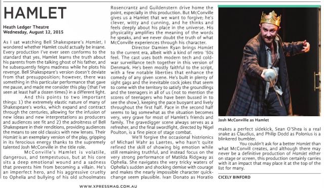 Bell Shakespeare's Hamlet review for X-Press